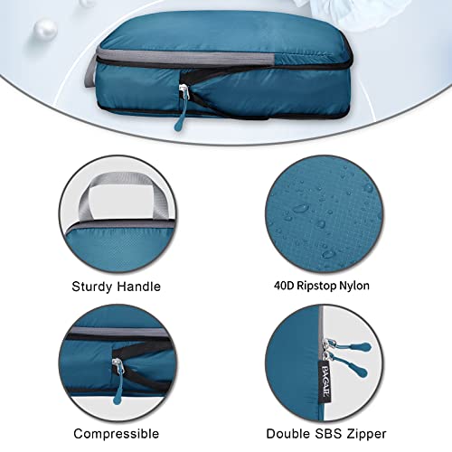 BAGAIL 5 Set Ultralight Compression Packing Cubes Travel Accessories Expandable Packing Organizers(Teal) - color: Teal