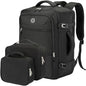 SHRRADOO Travel Backpack for Women & Men,Airline Approved Carry On Luggage,TSA Overnight Bags,40L Personal Item Travel Bag fits 17" Laptop,Carry on Bag with Storage Bag Cosmetic Bag Set 3pcs (Black) - color: Black