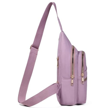 Banelu Crossbody Sling Backpack Sling Bag for Women, Small Cross Body Bag Crossbody Purse for Hiking Traveling Outdoors - color: I Lilac