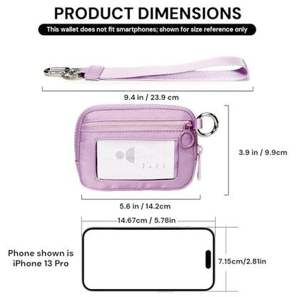 Keychain Wallet for Women Mini Zip Card Holder with ID Window Coin Purse Detachable Wristlet Small Wallets Light Purple - color: Light Purple