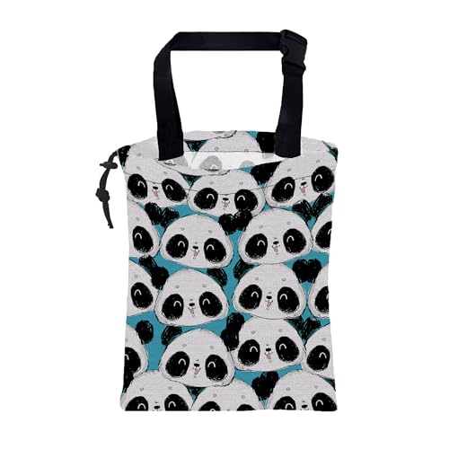 Car Garbage Bag Cute Panda Hanging Canvas Car Trash Bag Waterproof Drawstring Car Back Seat Organizer for Car Back Front Seat Console with Adjustable Buckle - color: Cute Panda