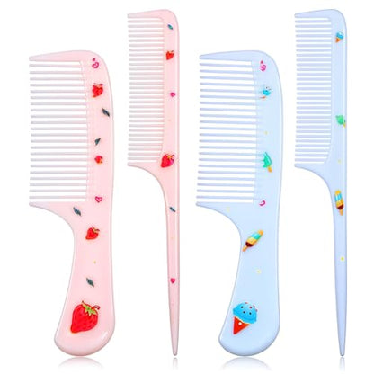 Giantree 4Pcs Baby Hair Comb, Kids Hairs Brush Set for Girls Boys, Cute Hair Comb Set Toddler Hairs Comb, Mini Comb Rat Tail Hairs Styling for Toddler Child's Hair Travel Hair Brush(Style B) - color: Style B