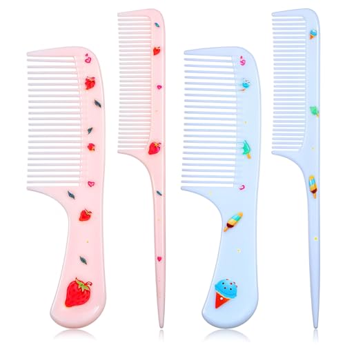 Giantree 4Pcs Baby Hair Comb, Kids Hairs Brush Set for Girls Boys, Cute Hair Comb Set Toddler Hairs Comb, Mini Comb Rat Tail Hairs Styling for Toddler Child's Hair Travel Hair Brush(Style B) - color: Style B
