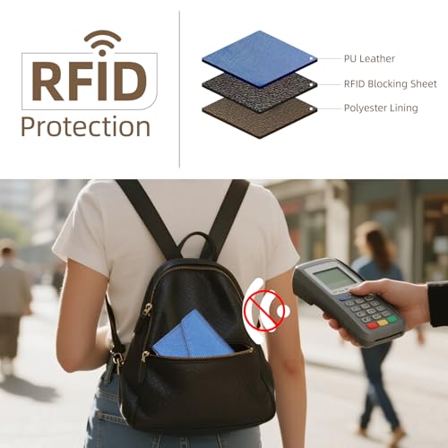 ZOPPEN Mulit-purpose Rfid Blocking Passport Holder Travel Wallet (Ver.4) Passport and Vaccine Card Holder ComboTri-fold Document Organizer Travel Essentials - color: #31 Honolulu Blue