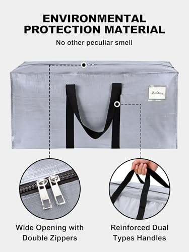 HOMESURE Supports 200lbs Heavy Duty Moving Bags - Strong Zipper & Wrap-Around Handles - Water-Resistant Storage Totes, Durable Alternative to Moving Boxes - 8 Pack - Silver - color: Silver