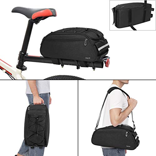 MOSISO Bike Rack Bag, Waterproof Bicycle Trunk Pannier Rear Seat Pouch Cycling Bike Carrier Backseat Storage Luggage Saddle Shoulder Bag - color: Black