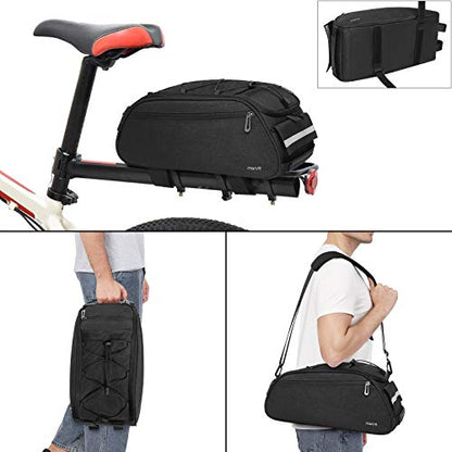 MOSISO Bike Rack Bag, Waterproof Bicycle Trunk Pannier Rear Seat Pouch Cycling Bike Carrier Backseat Storage Luggage Saddle Shoulder Bag - color: Black