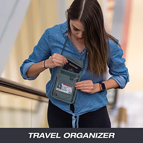Lewis N. Clark Stash Neck Travel Wallet, RFID Blocking Passport Holder, Protect Personal Information, Slate - color: Slate