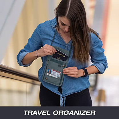 Lewis N. Clark Stash Neck Travel Wallet, RFID Blocking Passport Holder, Protect Personal Information, Slate - color: Slate