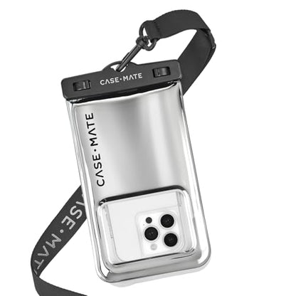 Case-Mate IP68 Waterproof Phone Pouch - Travel Beach Cruise Ship Essentials - Floating Waterproof Phone Case with Crossbody Lanyard for iPhone 17 Pro Max/16 Pro Max/15/14 /13 /S26/S25 - Silver Chrome - color: Silver Chrome