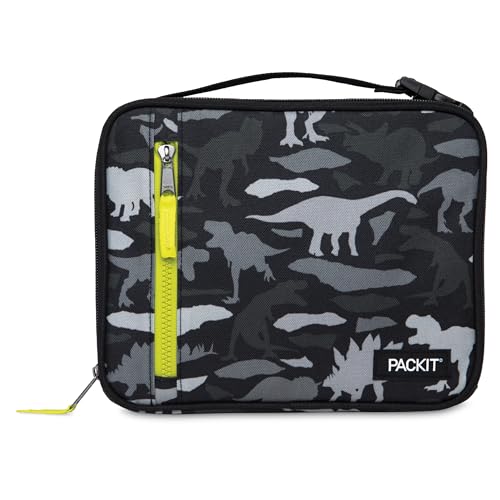 Packit, Box Lunch Freezable Dino Camo Charcoal - color: Dino Camo Charcoal