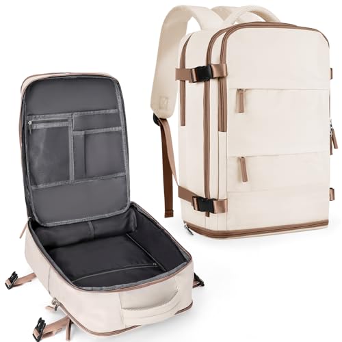 coowoz Travel Backpack For Women Men,Carry On Backpack,Hiking Backpack Outdoor Sports Rucksack Casual Daypack travel essentials(Beige Brown) - color: Beige Brown, size: 25l