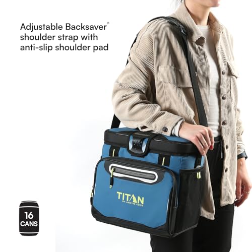 Titan by Arctic Zone Deep Freeze Cooler - Zipperless Hardbody Cooler - Deep Freeze Insulation, HardBody Liner, and SmartShelf - color: Marine Blue, size: 16 Can