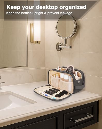 Toiletry Bag for Men & Women, Cruise Ship Travel Essentials, Shaving Dopp Kit with Dry and Wet Separation, Water-resistant Bathroom Cosmetic Organizer Bag, Makeup Accessories with Trolley Belt, Black - color: Black