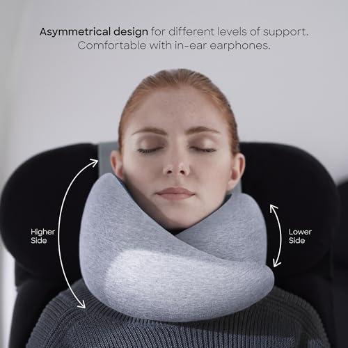 Ostrichpillow Go Neck Pillow, Travel Pillows for Airplanes, Premium Memory Foam Travel Pillow, 360º Ergonomic Design, Asymmetrical Sides, Travel Bag Included, Washable Modal Cover - color: Daydream