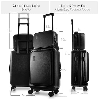 TRAVELARIM Hard Shell Luggage Sets with Spinner Wheels 4 Piece, Expandable Large Suitcases with TSA Lock, Travel Large Suitcase Set, White Luggage Set - color: Jet Black, size: Carry-on 20 Inch