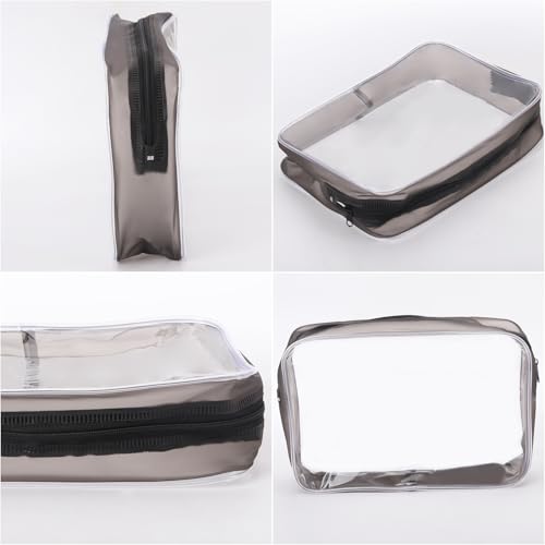 Tbestmax 10 Pack Clear Cosmetic Bags Makeup Bags Portable Waterproof TSA Approved Travel Toiletry Bags Large Organizer Matte Black, 9" x 6.3" x 2.6" - color: Large - Matte Black