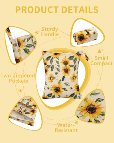babygoal Wet Dry Bags 3 Pack, Waterproof Travel Bags for Swimsuits, Beach, Pool, Gym,Food Storage and Wet Clothes(Sunflower,Lemon,Stripe),3LN43-B - color: Girl color 43