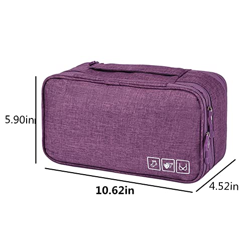 Portable Underwear Bra Storage Bag Waterproof Travel Organizers Multi-Layer Toiletry Packing Cube - color: Purple style