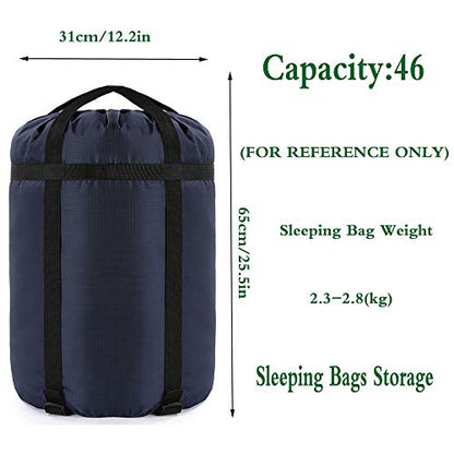 Compression Stuff Sack, 24L/36L/46L Sleeping Bags Storage Stuff Sack Organizer Waterproof Camping Hiking Backpacking Bag for Travel - Great Sleeping Bags Clothes Camping - color: Dark Blue 46L 2-PACK