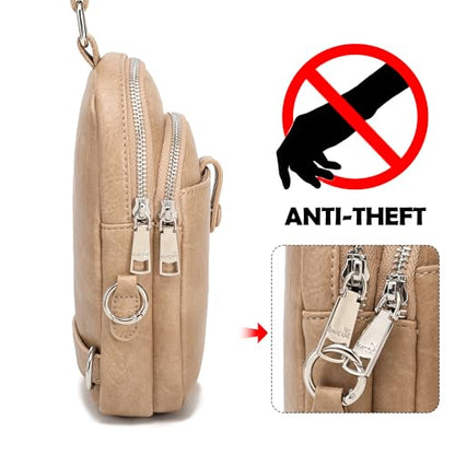 INICAT Anti Theft Crossbody Bags for Women Travel Small Sling Bag Fanny Packs Cross Body Purses Everyday - color: Classic Khaki, size: Small