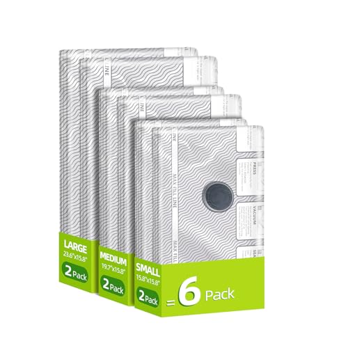 Travel Vacuum Storage Bags, 6 Pack Carry-On Size for Luggage and Suitcase, Vacuum Storage Bags, Vacuum for Bags Storage, Space Saver for Clothes & Clothing - 80% Space Saver(No pump) - style: 6 Vacuum Bags