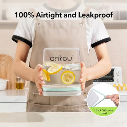 Ankou Food Storage Container Sets, 2.8 Qt + 4.2 Qt Airtight Canisters with Lids and 130ml Scoop, BPA-Free Plastic Pantry Containers for Flour, Sugar, Rice - color: 2.8 Qt + 4.2 Qt