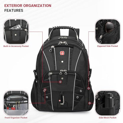 star cloud Business Travel Laptop Backpack 17 Inch, USB Type-C Charging Carry On Backpack with Anti-Theft Lock, Large Capacity Multi-Compartment Tech Backpack for Work, Commute & Travel