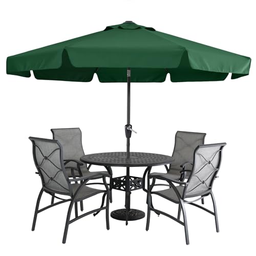 MASTERCANOPY 9ft Patio Umbrella with Valance, Crank and Tilt – 8 Ribs Outdoor Market Umbrella, UV/Fade Resistant, Waterproof Canopy with Wind Vent for Garden, Deck, Backyard, Pool (Forest Green) - color: Forest Green, size: 9FT