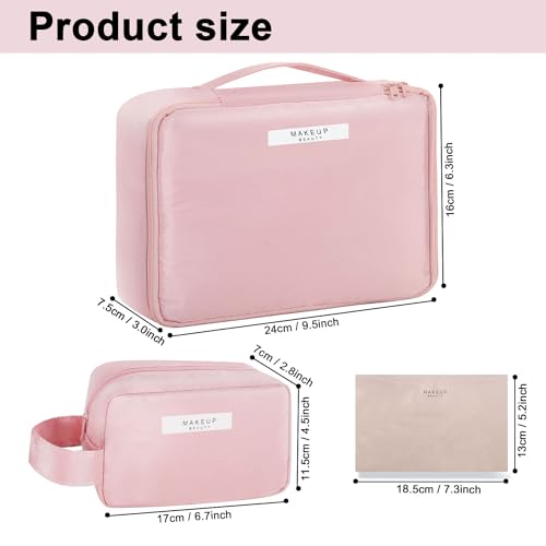 Queboom Travel Makeup Bag Cosmetic Bag Makeup Bag Toiletry bag for women and men (Pink-3pcs) - color: Pink-3pcs
