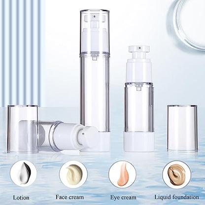 Qeuly 3 Pack Airless Pump Bottles 1 oz Travel Size Pump Bottle Lotion Container Refillable Cosmetic Pump Dispensers for Foundation Moisturizer Shampoo Toiletry (SN-30) - color: Sn-30