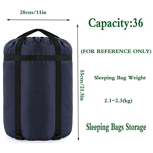 Compression Stuff Sack, 24L/36L/46L Sleeping Bags Storage Stuff Sack Organizer Waterproof Camping Hiking Backpacking Bag for Travel - Great Sleeping Bags Clothes Camping - color: Dark Blue 36L 2-PACK