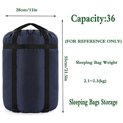 Compression Stuff Sack, 24L/36L/46L Sleeping Bags Storage Stuff Sack Organizer Waterproof Camping Hiking Backpacking Bag for Travel - Great Sleeping Bags Clothes Camping - color: Dark Blue 36L 2-PACK