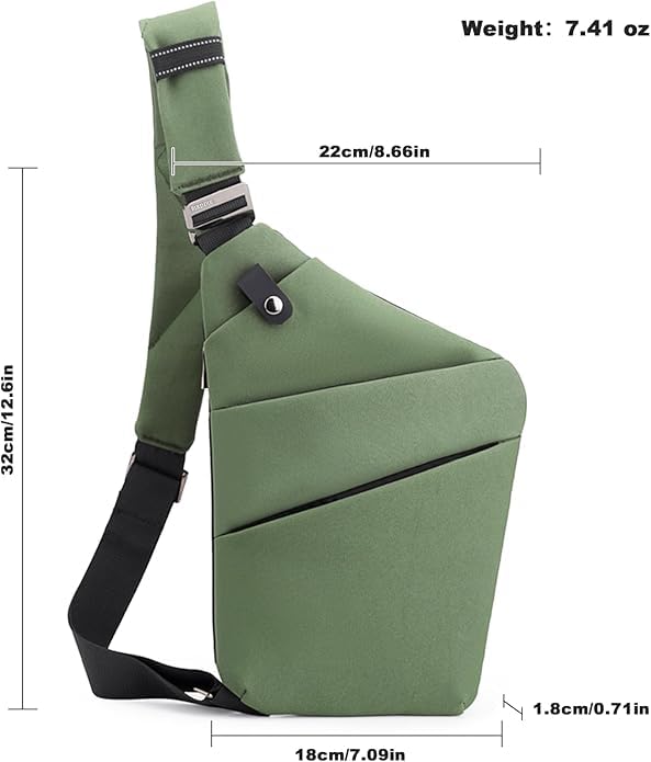 Anti Theft Travel Bag, One Shoulder Large Capacity Cross-body Bag Chest Fashion Lightweight Sling Bags for Travel Sports - color: Green, style: Left Shoulder
