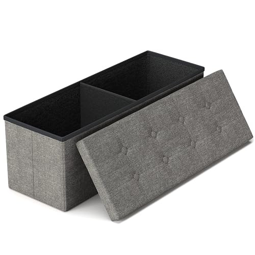 GLAXYFUR 43.3 inches Folding Storage Ottoman Bench Storage Chest Footrest for Bedroom, Entryway and Living Room, Holds up to 660 lb Dark Grey - color: Dark Grey