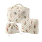 3pcs Large Cotton Quilted Makeup Bag Set,Coquette Aesthetic Cute Travel Toiletry Bag,Drawstring Gift Bag for Women and Girls(3Pcs White Bear) - color: 3Pcs White Bear