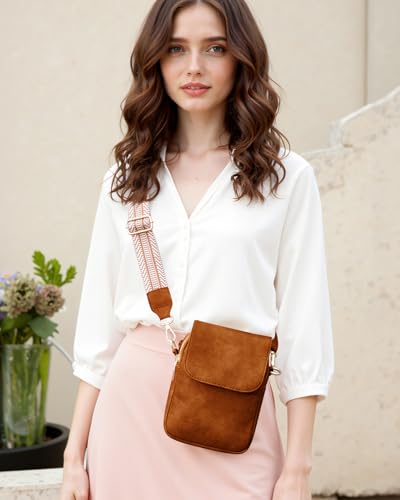 Fashion Small Crossbody Bags for Women Trendy Designer Cell Phone Purses Wallets with Card Holder Anti Theft Travel - color: Brown