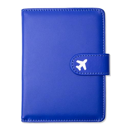 Passport Holder, Travel Wallet Cover with Pen Loop | Cute RFID Blocking Leather Case with Magnetic Closure for Travel Essentials-Blue - color: T-Blue