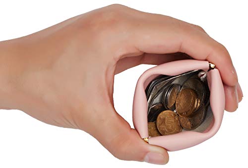 Travelambo Leather Squeeze Coin Purse Pouch Change Holder For Men & Women - color: Access Pink Lotus