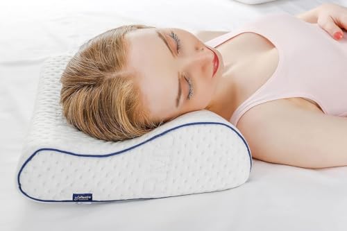alkamto Travel & Camping Comfortable Memory Foam Pillow – Easy to Carry Portable Bag – Temperature Regulating Pillow Case (White Contour) - size: White Contour Travel