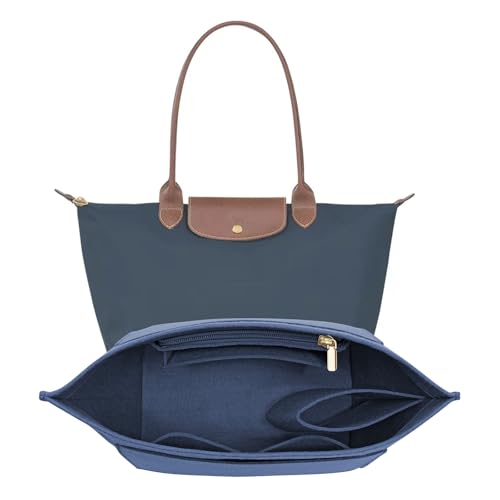 LOUKAYCCI Felt Purse Organizer Insert for Longchamp Le Pliage L Handbag Insert (Dark Blue, Large) - color: Dark Blue, size: Large