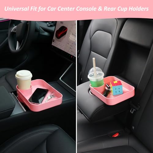 Car Seat Snack Tray for Kids, Mess-Free Square Travel Tray Cup Holder Snack Tray, Durable Car Food Tray for Toddlers, Universal Fit Kids Travel Road Trip Essentials (1, Pink) - color: pink