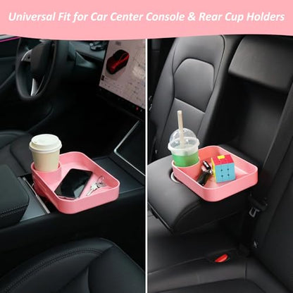 Car Seat Snack Tray for Kids, Mess-Free Square Travel Tray Cup Holder Snack Tray, Durable Car Food Tray for Toddlers, Universal Fit Kids Travel Road Trip Essentials (1, Pink) - color: pink