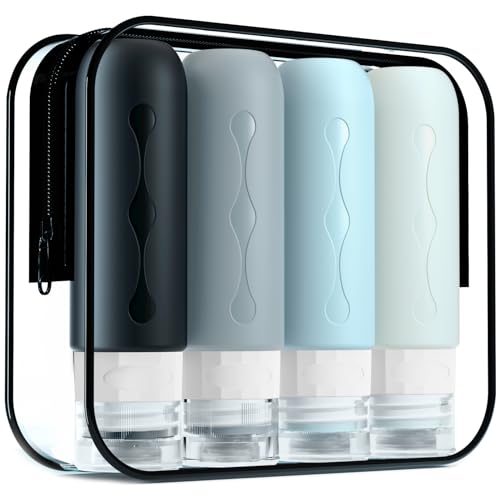 Gemice Travel Bottles for Toiletries, Tsa Approved, Travel Size Containers, BPA Free Leak Proof Tubs Refillable Liquid Accessories for Cometic Shampoo and Lotion Soap - color: Cool Grays, size: 3oz (90ml)