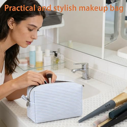 2pcs Makeup Bag Travel Toiletry Bag for Women Lightweight Make Up Bag Purse Organizer Pouches Large Cosmetic Bag Small Makeup Pouch Medicine Bag Travel Essentials for Women Light Blue - color: light blue