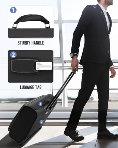 MATEIN Rolling Garment Bag with 2 Packing Cubes, Large Check-in Travel Garment Bags with 17.3 Inch Laptop Compartment, Wrinkle Free Wheeled Business Softside Suitcase Luggage for Men and Women, Black - color: Black, size: Large - Checked