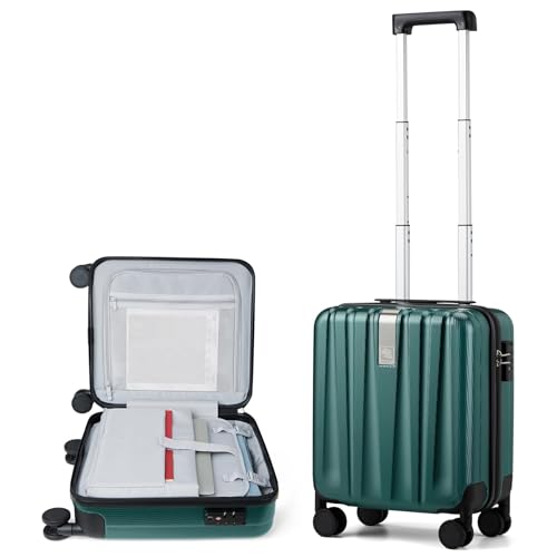 Hanke 16 Inch Underseat Carry on Luggage with Wheels,Small Hard Shell Suitcases for Weekender,Tsa Approved Lightweight Travel Luggage Suitcase for Womem Men,Blackish Green. - color: Blackish Green, size: Underseat 16-Inch