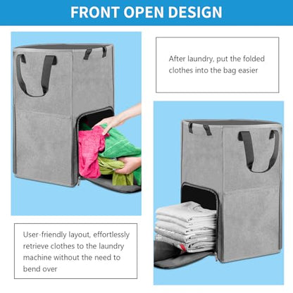 Laundry Backpack Bag, Bukere Extra Large 2 in 1 Laundry Hamper Basket for College Students Dorm Essentials, Adjustable Shoulder Straps, Freestanding Laundry Bag - color: Gray