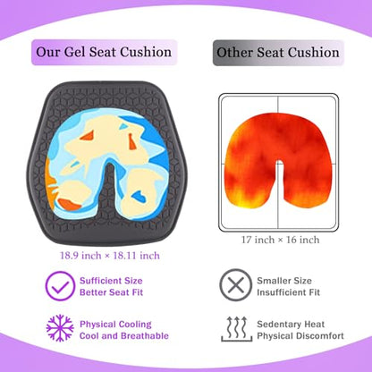 Thin Gel Seat Cushion for Car Seat, Office Chair, Wheelchair, Golf Cart - Slim Design Non-Slip Car Seat Cushions with 0.7 Inch Gel - Sciatica & Coccyx Pain Relief (Fabric, Dark Grey) - color: Dark Grey