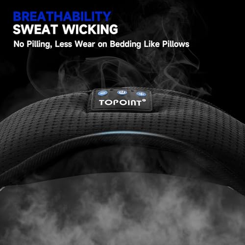 TOPOINT Sleep Mask Headphones Bluetooth Wireless 5.4, Breathable Cotton Eye Mask for Sleeping Side Sleepers Travel Music Headsets with Microphone Handsfree Men Women - color: Black, style: Breathable